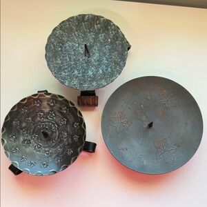 Set of Three Decorative Metal Candle Holders